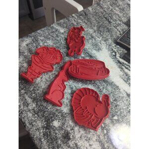 Vintage Tupperware Red Cookie Cutters Lot XMAS Holiday